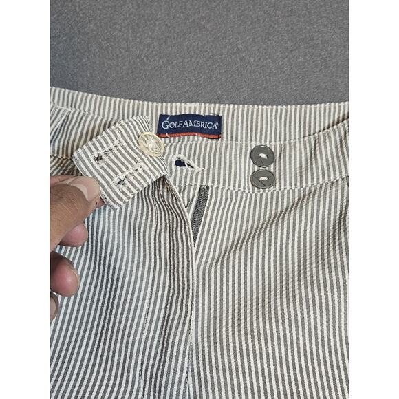 Golf America Shorts Womens 6p Gray & White Pinstripe Golf Shorts - Picture 3 of 9